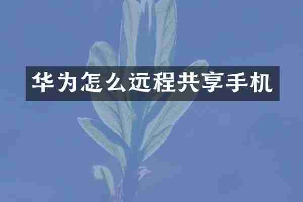 华为怎么远程共享手机