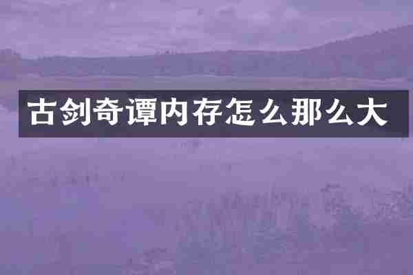 古剑奇谭内存怎么那么大