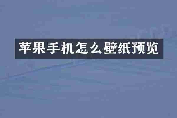 苹果手机怎么壁纸预览
