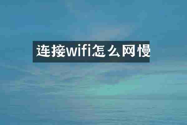连接wifi怎么网慢