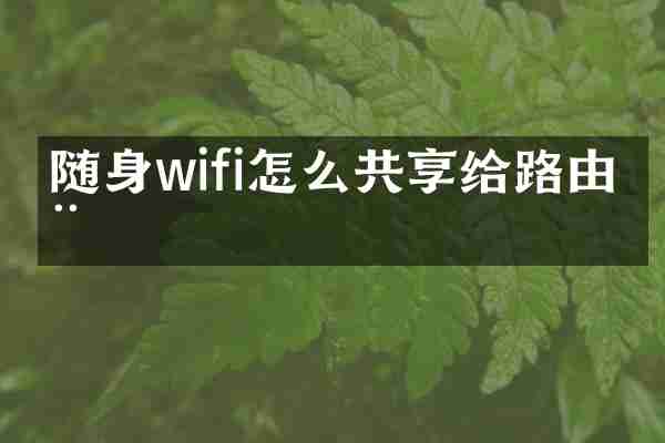 随身wifi怎么共享给路由器