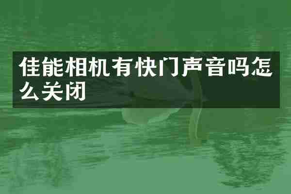 佳能相机有快门声音吗怎么关闭