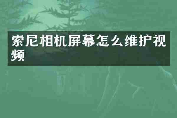 索尼相机屏幕怎么维护视频