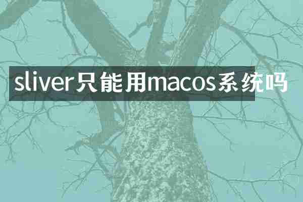 sliver只能用macos系统吗