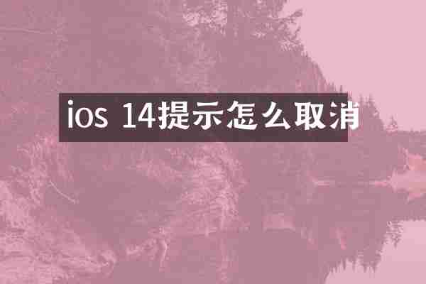 ios 14提示怎么取消