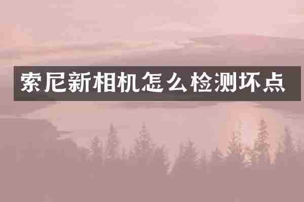 索尼新相机怎么检测坏点
