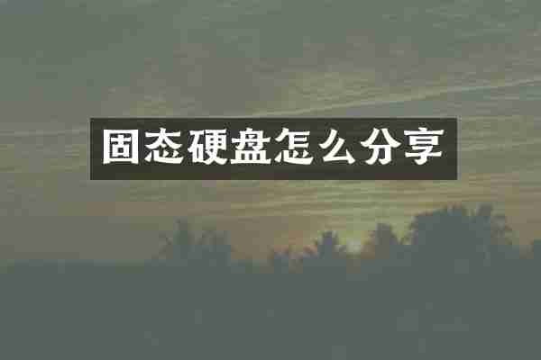 固态硬盘怎么分享