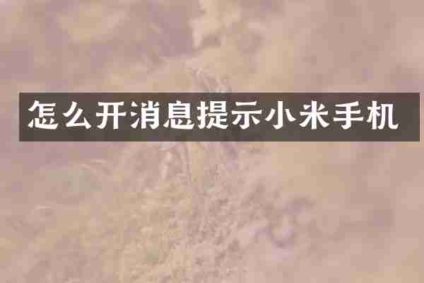 怎么开消息提示小米手机