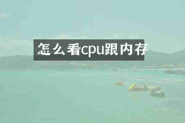 怎么看cpu跟内存