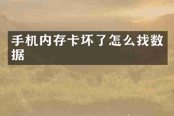 手机内存卡坏了怎么找数据