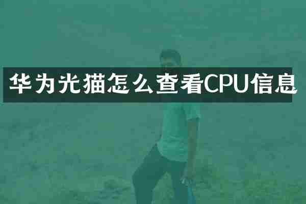 华为光猫怎么查看CPU信息