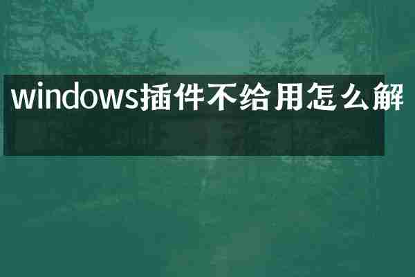 windows插件不给用怎么解决