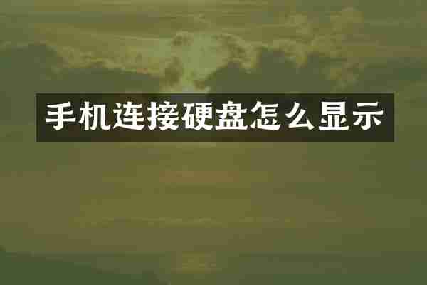 手机连接硬盘怎么显示