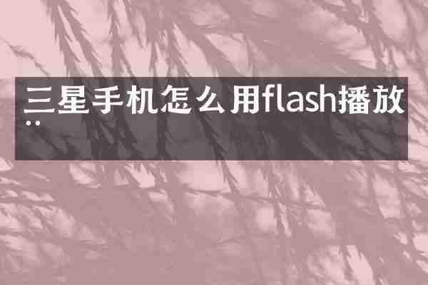 三星手机怎么用flash播放器