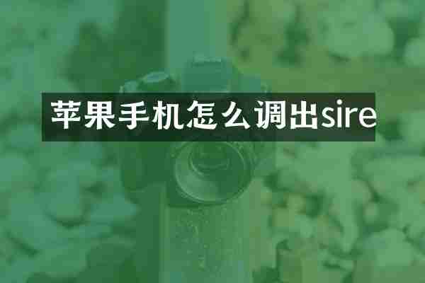 苹果手机怎么调出sire