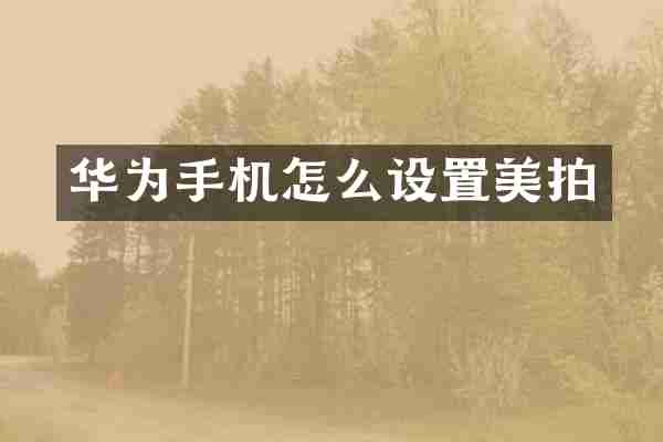 华为手机怎么设置美拍