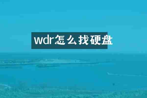 wdr怎么找硬盘