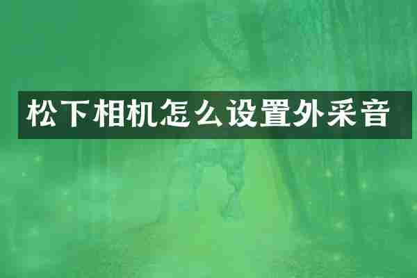 松下相机怎么设置外采音