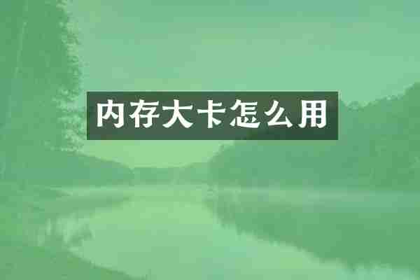 内存大卡怎么用