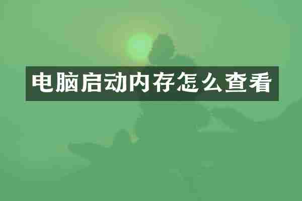 电脑启动内存怎么查看
