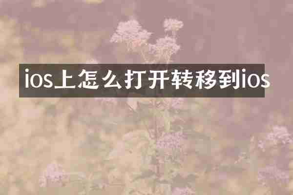 ios上怎么打开转移到ios