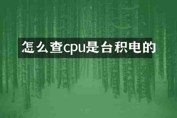 怎么查cpu是台积电的