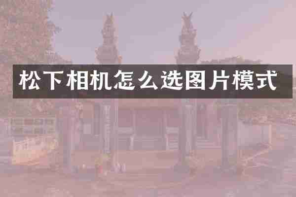 松下相机怎么选图片模式