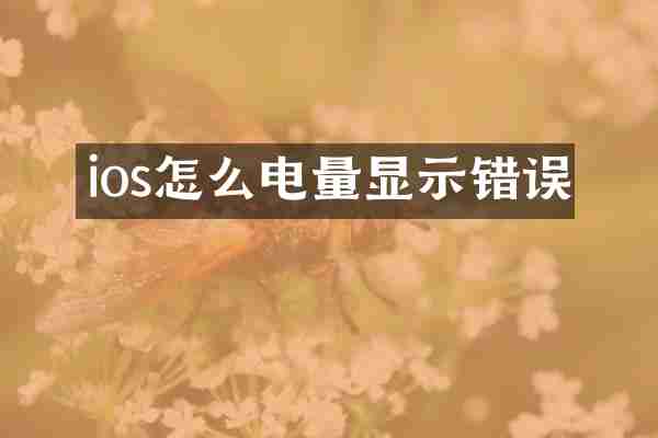 ios怎么电量显示错误