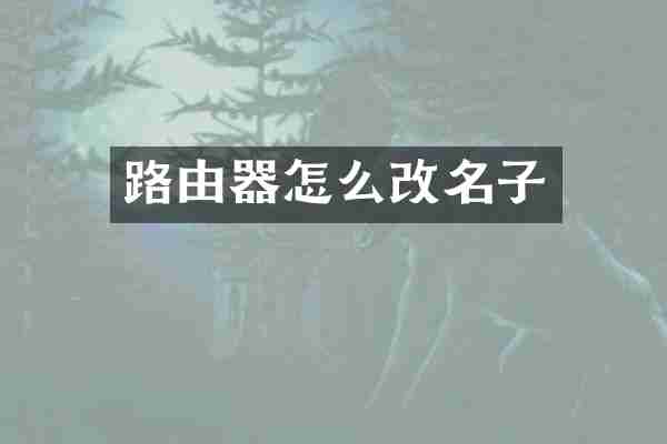 路由器怎么改名子
