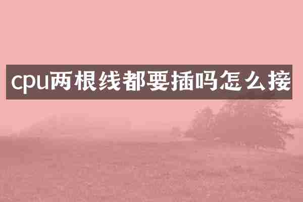cpu两根线都要插吗怎么接