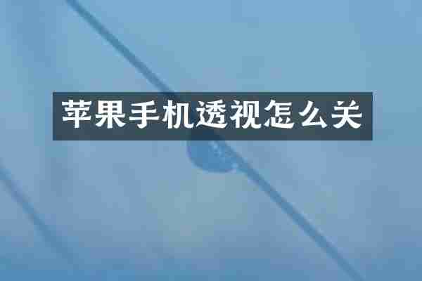 苹果手机透视怎么关