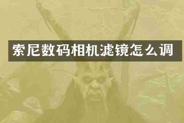 索尼数码相机滤镜怎么调