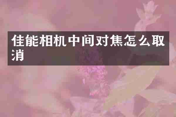 佳能相机中间对焦怎么取消