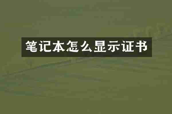 笔记本怎么显示证书