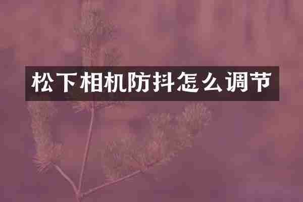 松下相机防抖怎么调节