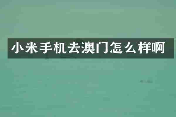 小米手机去澳门怎么样啊