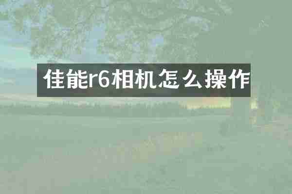 佳能r6相机怎么操作