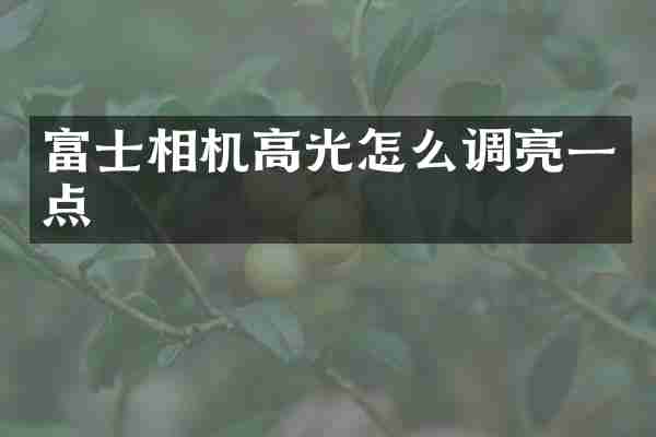 富士相机高光怎么调亮一点