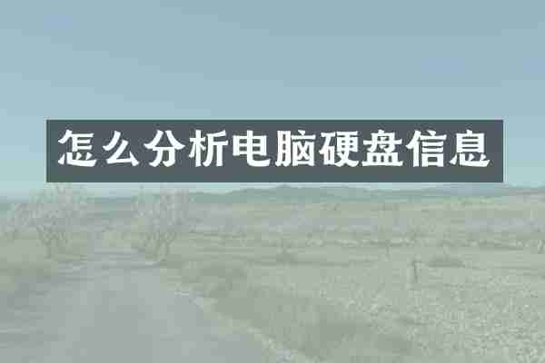 怎么分析电脑硬盘信息