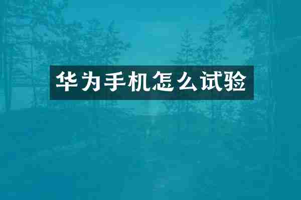 华为手机怎么试验