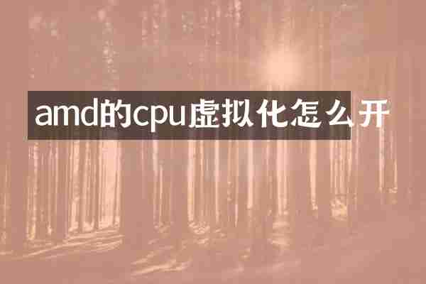 amd的cpu虚拟化怎么开
