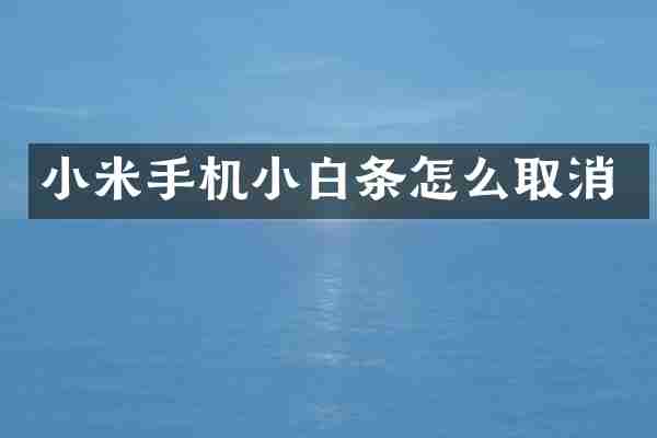 小米手机小白条怎么取消