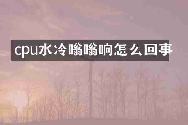 cpu水冷嗡嗡响怎么回事