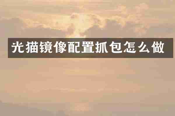 光猫镜像配置抓包怎么做