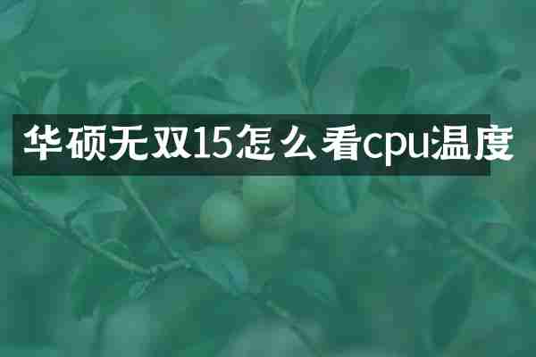 华硕无双15怎么看cpu温度
