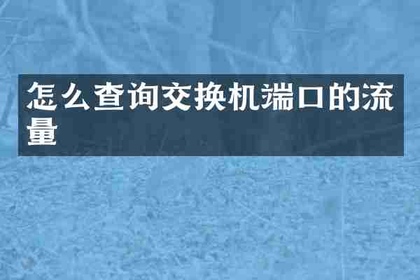 怎么查询交换机端口的流量