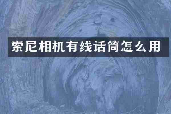 索尼相机有线话筒怎么用