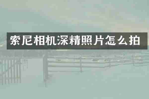 索尼相机深精照片怎么拍