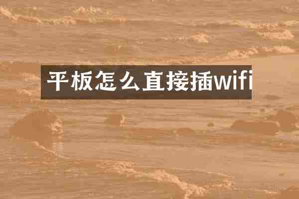 平板怎么直接插wifi