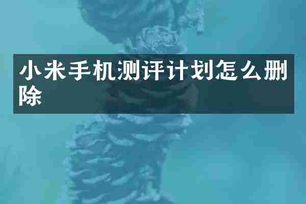 小米手机测评计划怎么删除